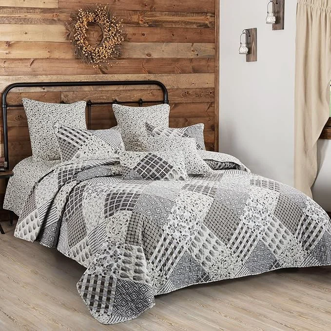 Modern Virah Bella Quilt Bedding Set in King Phyllis Dobbs Charming Grays Printed Lightweight Reversible Quilt with 2 Matching Pillow Shams – Cozy amp Beautiful Contemporary-Themed Bedding High-Grade