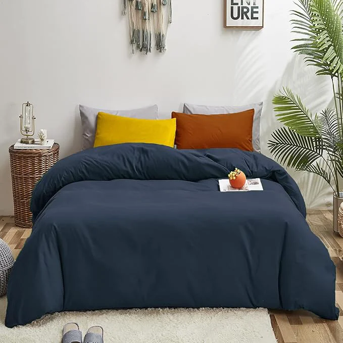 High-Quality Luxlovery Navy Blue Comforter Set Queen Dark Blue Bedding Comforter Set Full Solid Color Soft Breathable Blanket Quilts Cozy Comforter with 2 Pillowcase for Women Men Adults Powerful