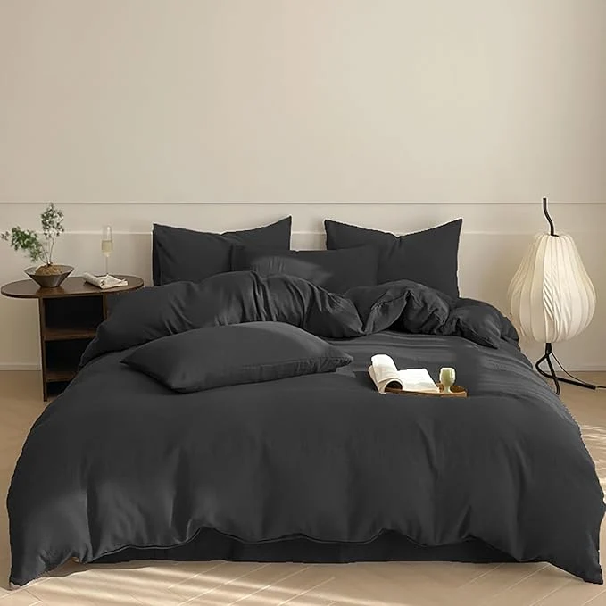 Versatile Luxlovery Black Queen Comforter Set Men All Black Bedding Comforter Queen Size Blackish Boys Blanket Quilts Soft Breathable Lightweight Fluffy 3PCS Bed Set Teens Adults Responsible
