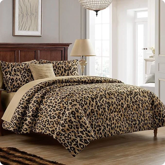 Environmentally Friendly VCNY Home Bed in a Bag 8-Piece Bedding Set – Queen Size Cheetah Print Shams Decorative Pillows amp Pillowcases Your Home Decor Luxurious Soft amp Cozy No-Wrinkle Microfiber Polyester Luxury