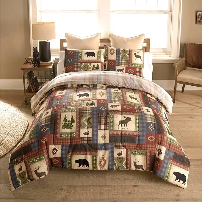 Trendy Donna Sharp King Bedding Set – 3 Piece – Forest Grove Lodge Comforter Set with King Comforter and Two King Pillow Shams – Machine Washable Carefully Designed