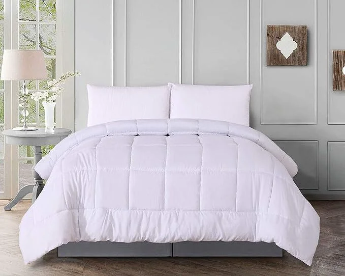 Practical Elegant Comfort Luxury Super Soft Goose Down -Box-Stitched-and Double-Filled Duvet Insert Premium Quality Comforter Medium Warmth for All Seasons Twin Twin XL White World-Class