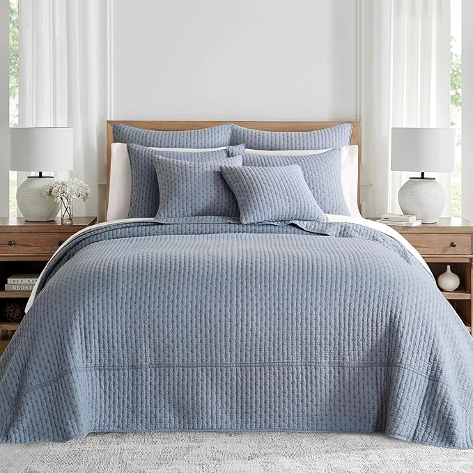 Powerful Levtex Home – Cross Stitch Bedspread Set – Queen Bedspread and Two Standard Shams – Cross Stitch Pattern – Bedspread 104X106in. and Sham 20x26in. – Cotton Fine