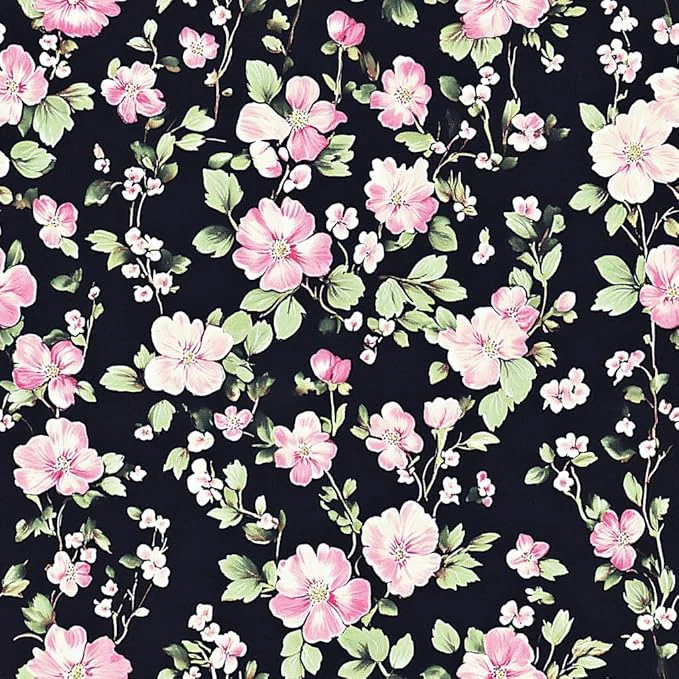 Detailed Adults Vintage Botanical Flowers Comforter Set Queen Size 3Pcs Black Pink Cottage Bedding Sets for Girls Washed Microfiber Includes 1 Comforter 90 quot x90 quot and 2 Pillowcases Contemporary