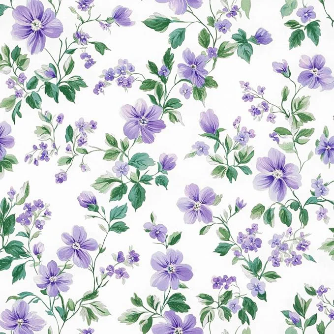 Certified 5Pcs Girls Botanical Flowers Comforter Set Cottage Twin Size Purple Flowers Bedding Set for Room Decor 1 Comforter 68 quot x 90 quot 1 Pillowcase 1 Fitted Sheet 1 Flat Sheet All Season Fine Crafted