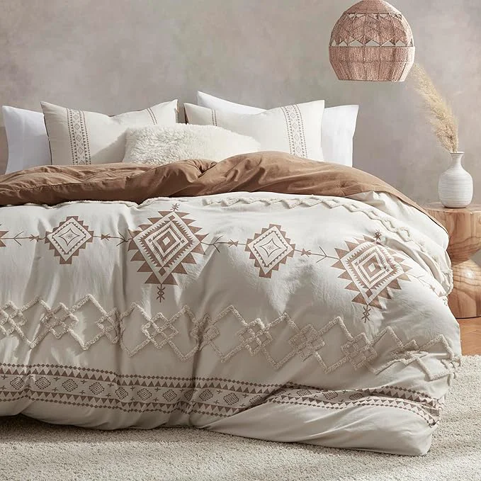 Easy-to-Use Oli Anderson Boho Duvet Cover Set Twin Size Beige and Terracotta Color Clash 2 Pieces Microfiber Bedding Set Durable and Super Soft Duvet Covers with Zipper and Ties 68 quot 90 quot Genuine