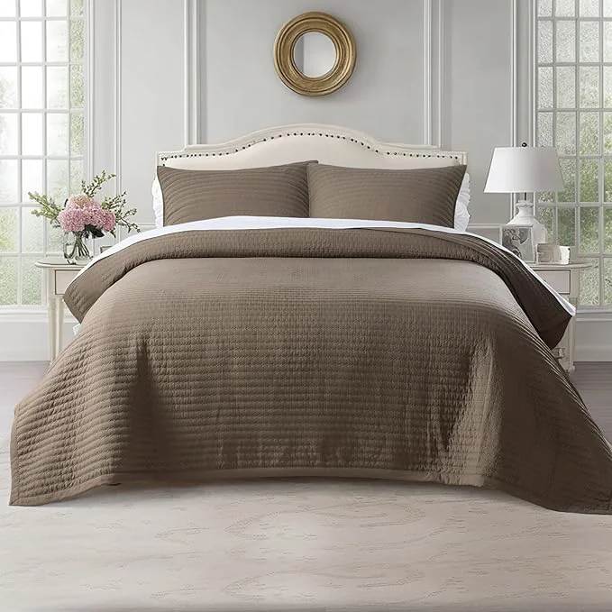 Environmentally Friendly KASENTEX Oversized King Quilt Set 112 quot x106 quot – Soft Washed 3-Layer Lightweight California King Bedspread Minimalist Nordic Design All-Season Spring amp Summer Quilt Set 1 Quilt 2 Pillow Shams Cub Next-Generation