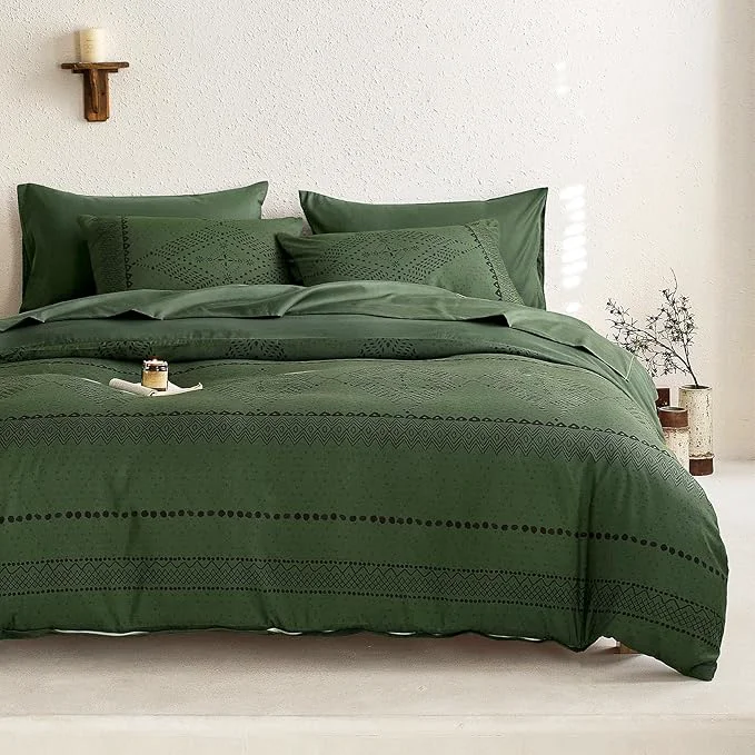 Versatile Wake In Cloud – Boho Comforter Set Farmhouse Bohemian Western Aztec Neutral Aesthetic Soft Lightweight Bedding 3 Pieces Dark Olive Green Full Size Quality