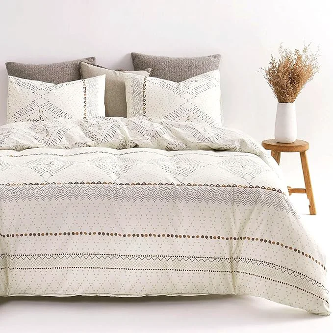 Classic Wake In Cloud – Boho Comforter Set Farmhouse Bohemian Western Aztec Neutral Aesthetic Soft Lightweight Bedding 3 Pieces Beige California King Size Premium Material