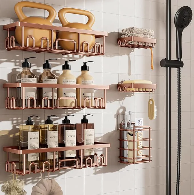 Elegant Veken Shower Caddy 6-Pack No Drilling Rustproof Waterproof Adhesive Shelves Stylish
