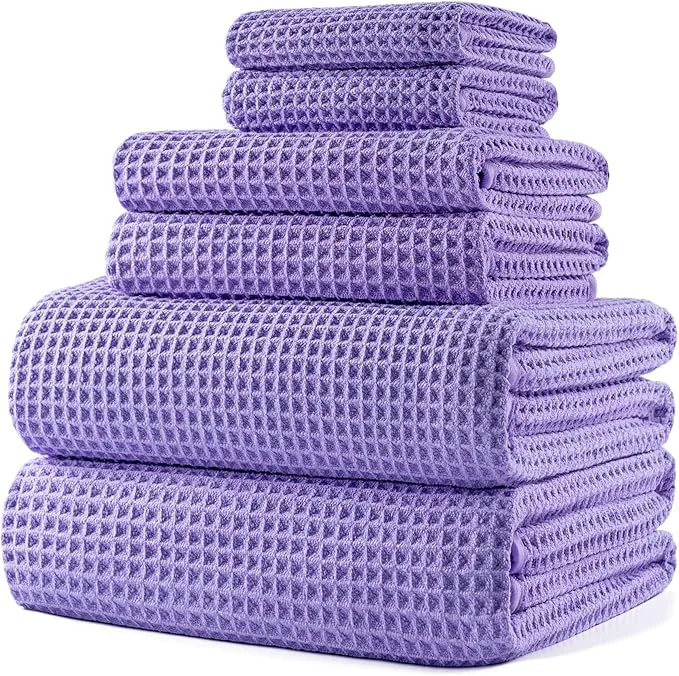 Exceptional POLYTE 430 GSM Microfiber Quick Dry Lint Oversize Bath Towel Set 6 Piece Flexible