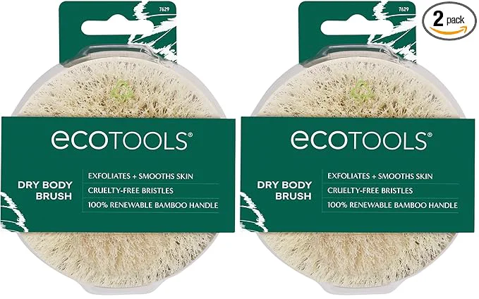 Convenient EcoTools Dry Body Brush For Post Shower Bath Skincare Routine Removes Dirt Lightweight