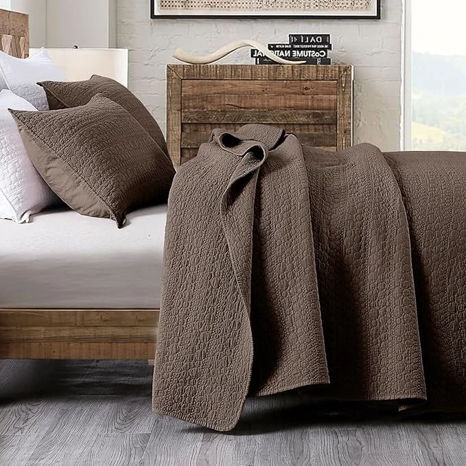 Quality HORIMOTE HOME Quilt Set King Size Chocolate Soft Lightweight Pre-Washed Microfiber Circle Stitches King Quilt Bedding Set All Season Spring Summer Bedspread Coverlet 2 Pillow Shams 106×96 Inches Innovative