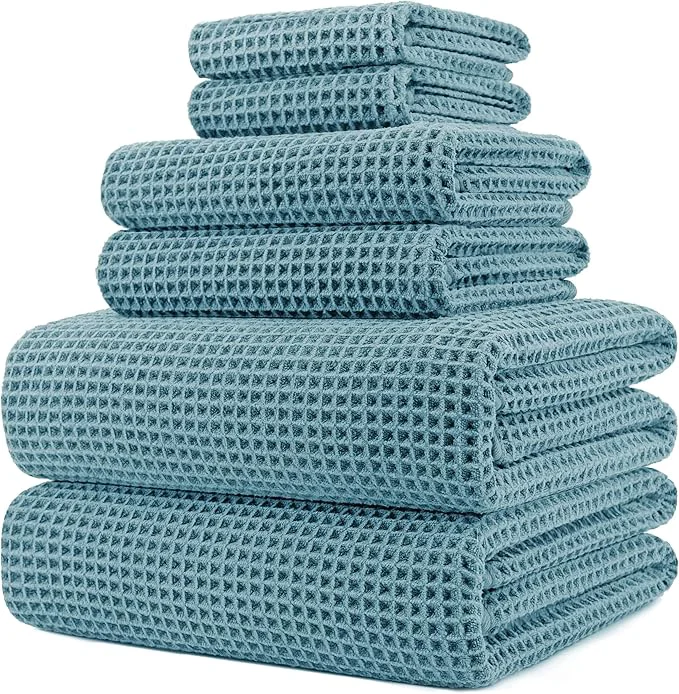 Refined POLYTE 430 GSM Microfiber Quick Dry Lint Oversize Bath Towel Set 6 Piece Traditional