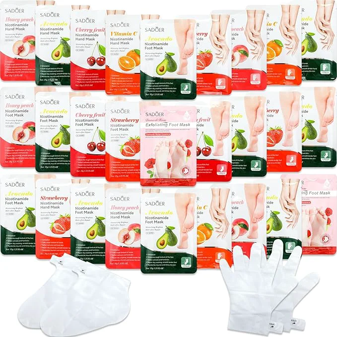 Enhanced 24 Pcs Fruits Beauty Hand Foot Mask Bulk Hydrating Hand Foot Moisturizing Excellent