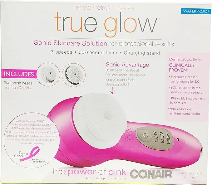 High-End True Glow by Conair Sonic Facial Brush White Versatile