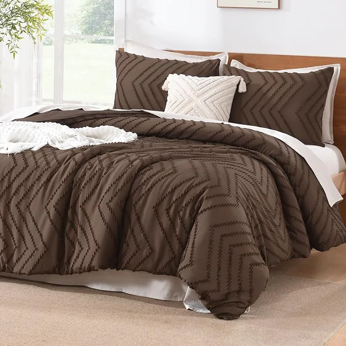Original Design Litanika Brown King Comforter Set 3 Pieces Lightweight Tufted Bedding Sets Down Comforter Fluffy Bed Set Gift Choice Recyclable