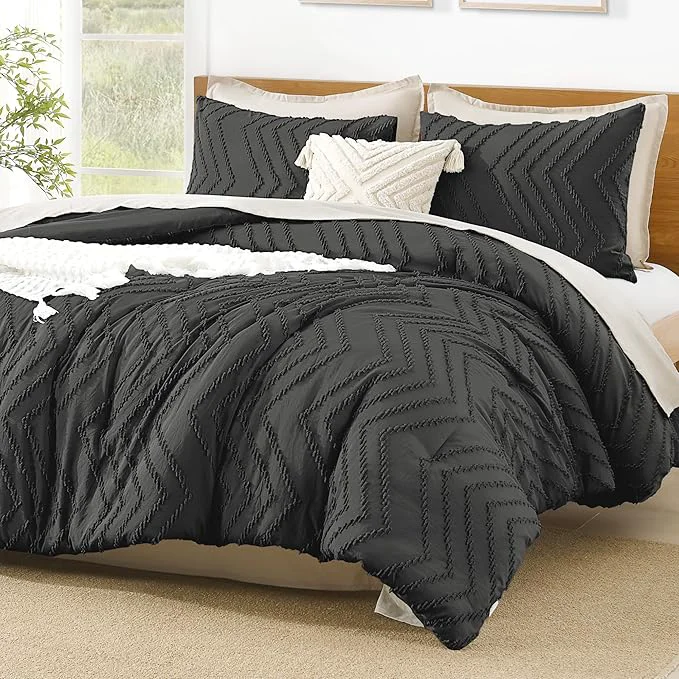Certified Litanika Dark Grey King Comforter Set 3 Pieces Lightweight Gray Tufted Bedding Sets Down Comforter Fluffy Bed Set Gift Choice Effective