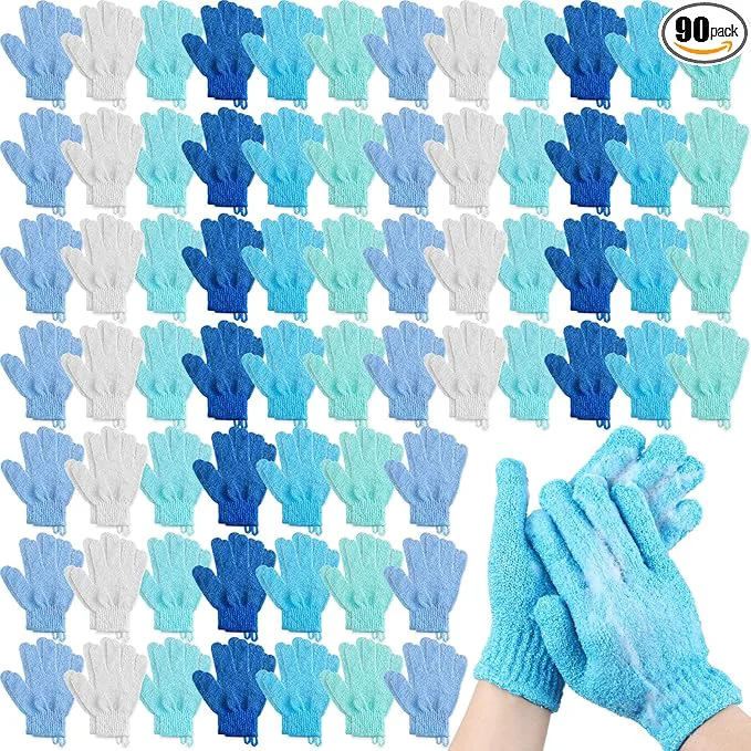 Flexible Cuffbow 90 Pcs 45 Pairs Exfoliating Double Sided Bath Gloves Long-Lasting
