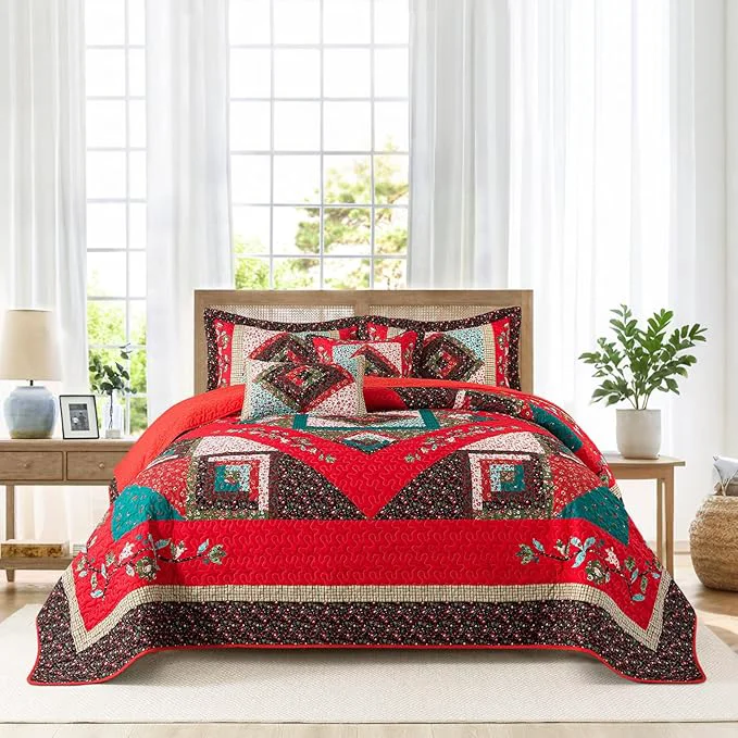Premium Material BEDIFANY Queen Size Quilt Set – Cotton Bedspreads Queen for Bed – Lightweight Farmhouse Queen Quilt Bedding Sets for All Seasons 3 Pieces Proven