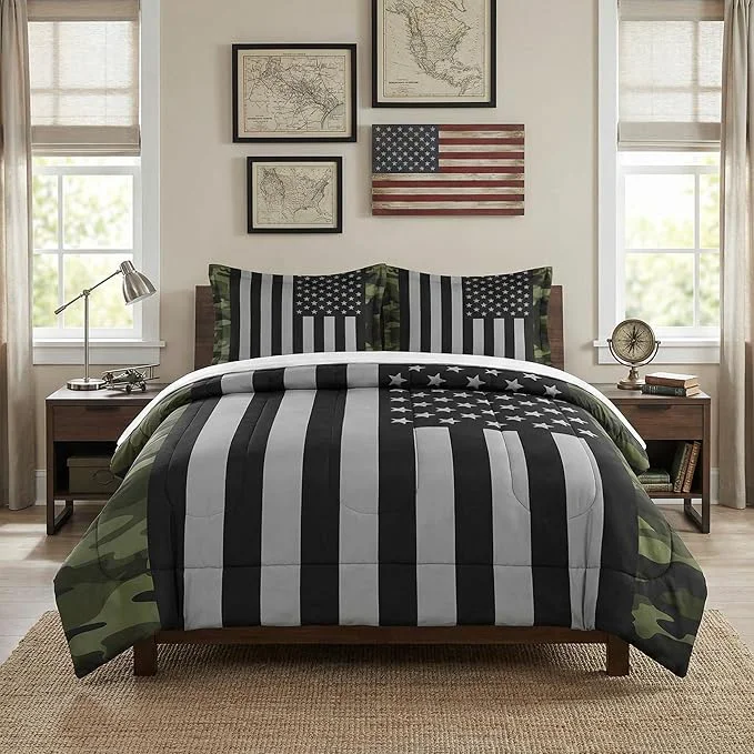 Responsible Full Size Comforter Set with 2 Pillowcases Black Military Camouflage American Flag Soft 3 Pcs Bedding for Kids and Adults Bedroom Bed Decor Unique