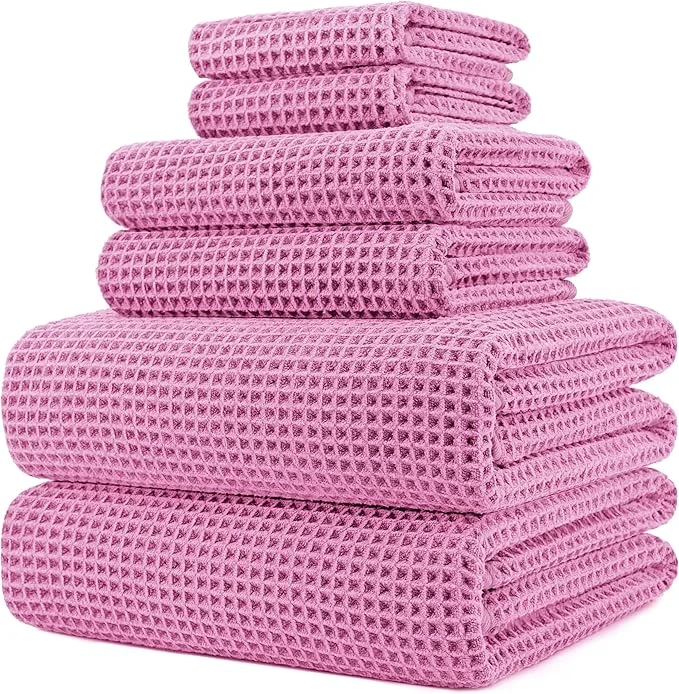 Verified POLYTE 430 GSM Microfiber Quick Dry Lint Oversize Bath Towel Set 6 Piece Responsible