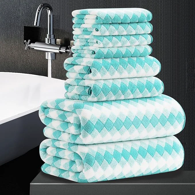 Green 8 Piece Bathroom Towel Set 2 Oversized Bath Towels 2 Hand Towels 4 Exceptional