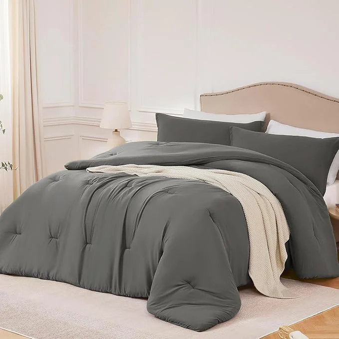 Specialty King Comforter Set Grey 3PCS Soft Lightweight Breathable Bedding Comforter Sets for All Season King Size 104 39 39 ×90 39 39 Comforter amp 2 Pillowcases Safe