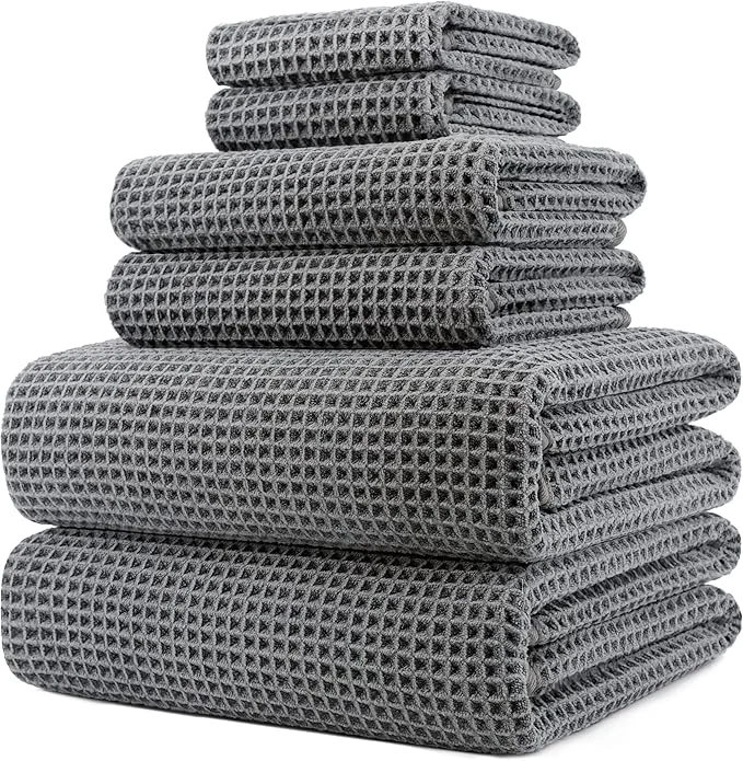 Trendy POLYTE 430 GSM Microfiber Quick Dry Lint Oversize Bath Towel Set 6 Piece High-Quality