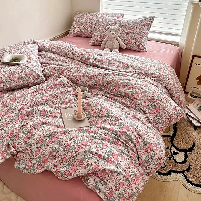 Premium Material HighBuy Vintage Floral Comforter Set Full Size Rabbit Bedding Sets 3 Piece Full Comfy Soft Comforter with 2 Pillowcases Bohemian Botanical Bedding Comforter Full for Teen Girls Washable Cozy Unique