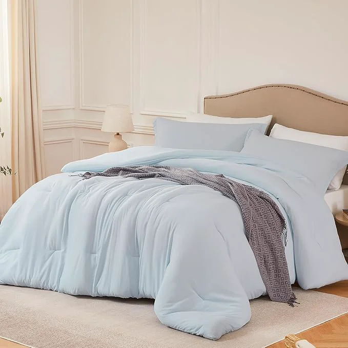 Excellent King Comforter Set SkyBlue 3PCS Soft Lightweight Breathable Bedding Comforter Sets for All Season King Size 104 39 39 ×90 39 39 Comforter amp 2 Pillowcases Sustainable