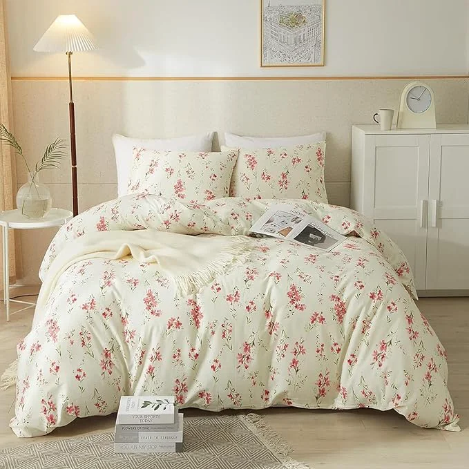 Long-Lasting HighBuy Twin XL Comforter Set Pink Floral Boho Twin Extra Fit Comforter Set for College Boho Chic Flower Bedding Set All Season Farmhouse Lightweight Microfiber Comforters with 2 Pillowcases Reusable