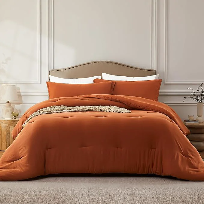 Minimalist Full Comforter Sets Terracotta 3PCS Soft Lightweight Breathable Bedding Comforter Sets for All Season Full Size 82 39 39 ×86 39 39 Comforter amp 2 Pillowcases Fine