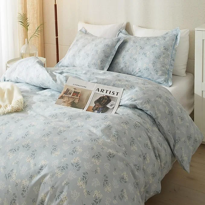 Superior HighBuy Blue Flowers Bedding Comforter Sets for Twin XL Bed 3 Piece Vintage Floral Comforter Twin XL for Girls Teens Bedroom Farmhouse Floral Comforter Fluffy Soft for All Season Enhanced