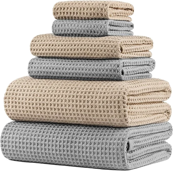 Traditional POLYTE 430 GSM Microfiber Quick Dry Lint Oversize Bath Towel Set 6 Piece World-Class