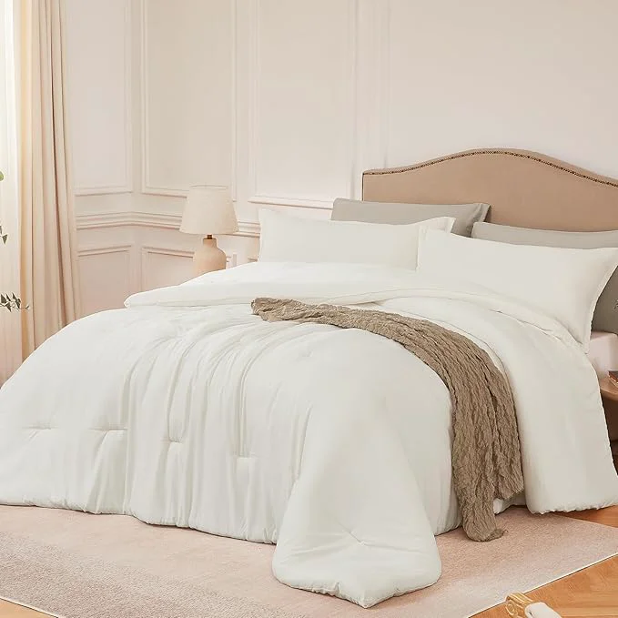 Contemporary Oversized King Comforter Set Beige 3PCS Soft Lightweight Breathable Bedding Comforter for All Season Oversized King Size 120 39 39 ×98 39 39 Comforter amp 2 Pillowcases Sophisticated