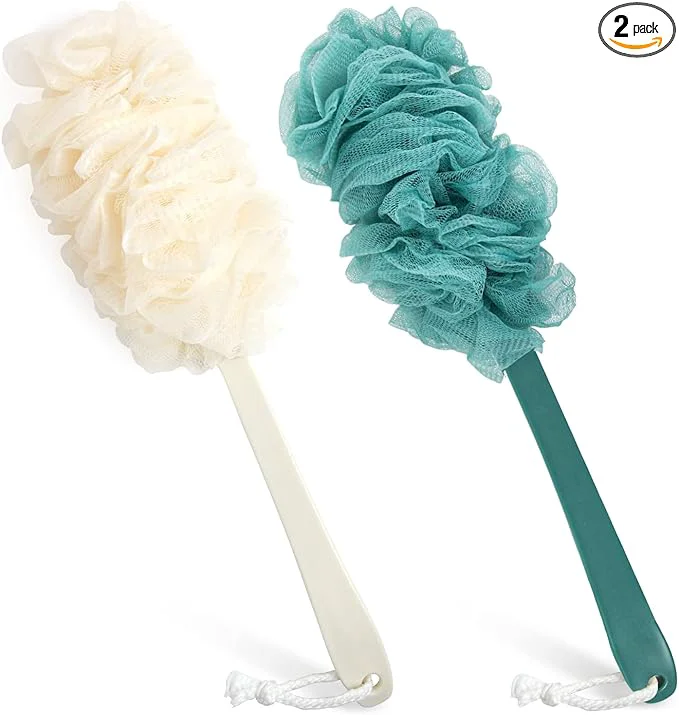 Elite 2Pack Back Scrubber for Shower，PIPUHA Loofah Sponge Shower Brush Using Body Excellent