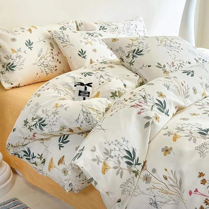 Organic HighBuy King Comforter Sets with Floral Comforter 2 Pillowcases Vintage Chic Bedding Comforter Set Yellow Flower Lightweight Comforter King Size Quilt Blanket for Women Girl Prestigious