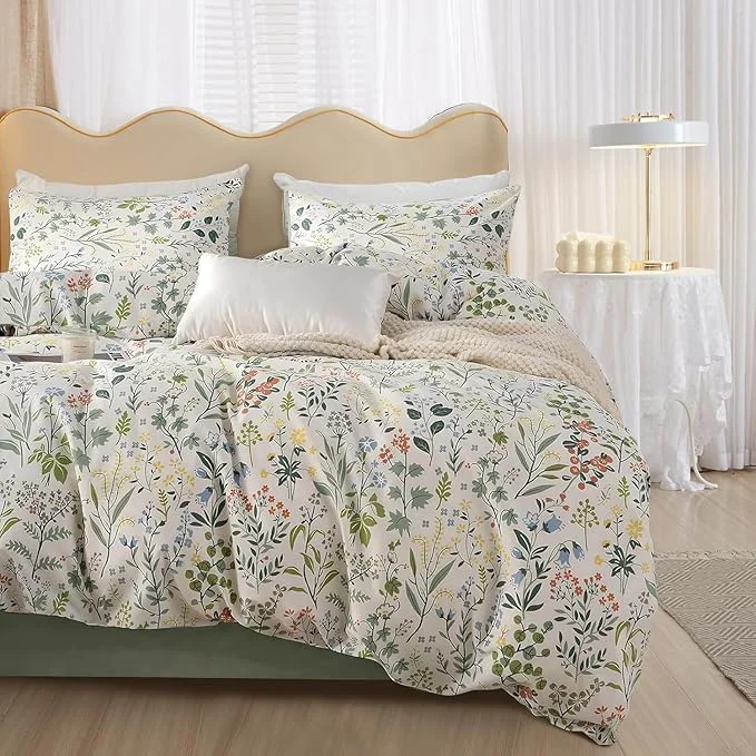 Official HighBuy Botanical Floral Twin XL Comforter Set Garden Floral Bedding Comforters Lightweight Microfiber Bedding Set Boho Chic Fluffy Soft Flower Comforter Twin XL with 2 Pillowcases All Season Long-Lasting