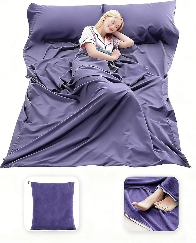 Eco-Friendly Sleeping Bag Liner Lightweight Compact Sleeping Bag Sack Portable Clean Travel Sheet Camping Sleep Sheet for Backpacking Hotel Hiking Classic