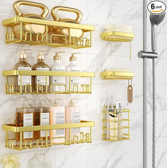 Natural Veken Adhesive Shower Caddy 6-Pack Gifts Flexible