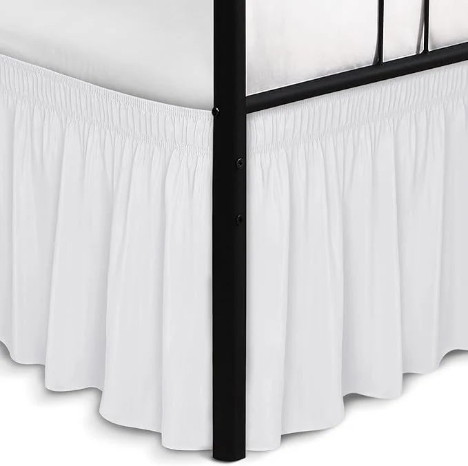 Exceptional Biscaynebay Wrap Around Bed Skirts with Split Corners for Full Beds 25 quot Drop White Adjustable Elastic Dust Ruffles Easy Fit Wrinkle amp Fade Resistant Silky Luxurious Fabric Machine Washable Easy-to-Use