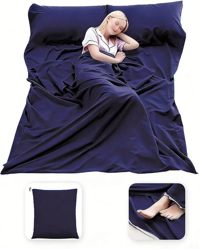 Eco-Friendly Sleeping Bag Liner Lightweight Compact Sleeping Bag Sack Portable Clean Travel Sheet Camping Sleep Sheet for Backpacking Hotel Hiking Fashionable