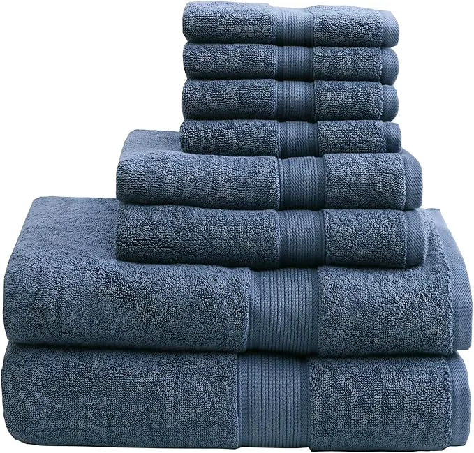 Expertly Made Madison Park 800GSM Bathroom Towel Set of 8 Cotton Bath Towel Set Certified