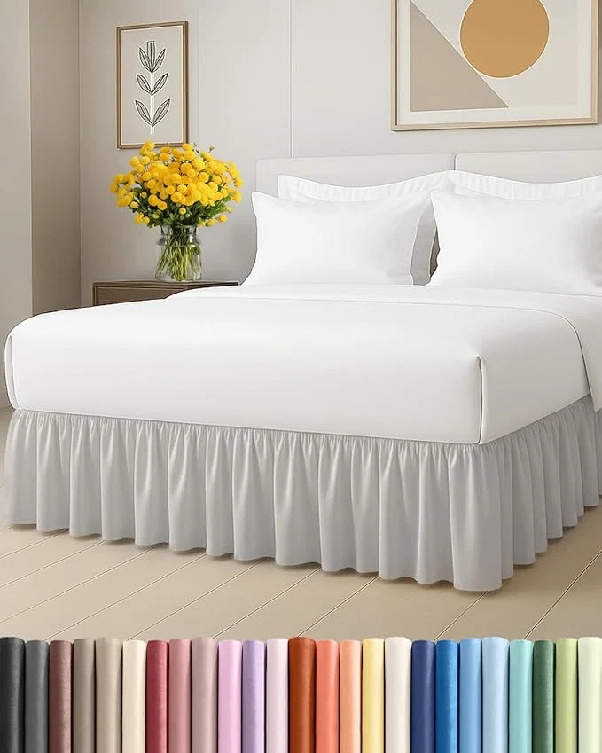 Practical Bedskirt Full Size Ruffle – 15 inch Drop Dust Ruffle Bed Skirt with Platform – Soft Easy Fit Premium Hotel Quality – Wrinkle Fade amp Shrink Resistant – for Women Men Kids and Teens – French Grey Superior