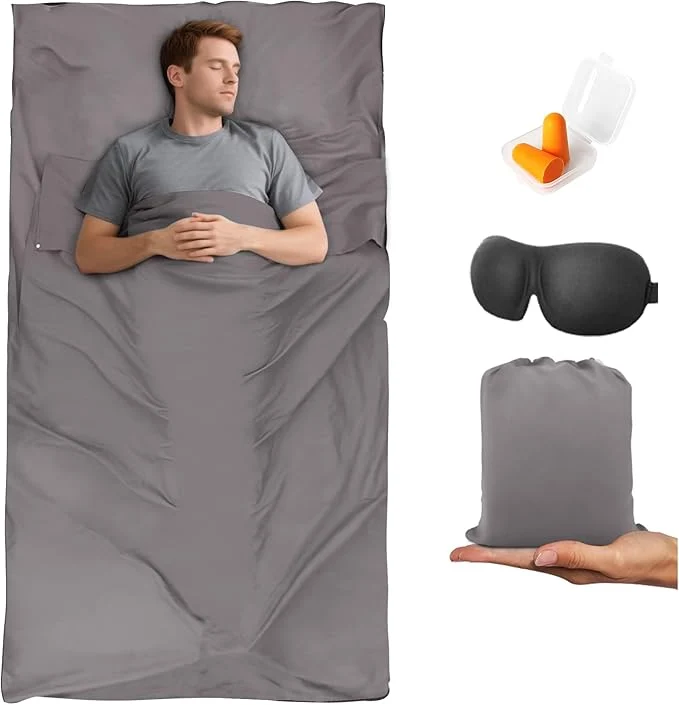 Minimalist Sleeping Bag Liner Travel Sheet amp Adult Sleep Sack Camping Sheets Travel Sleep Sack for Backpacking Hotels amp Hostels -Lightweight Single amp Double Travel Sheet Camping Sheets Prestigious