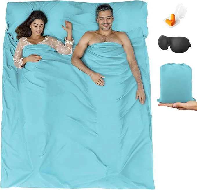 Reusable Sleeping Bag Liner Travel Sheet amp Adult Sleep Sack Camping Sheets Travel Sleep Sack for Backpacking Hotels amp Hostels -Lightweight Single amp Double Travel Sheet Camping Sheets Artisan