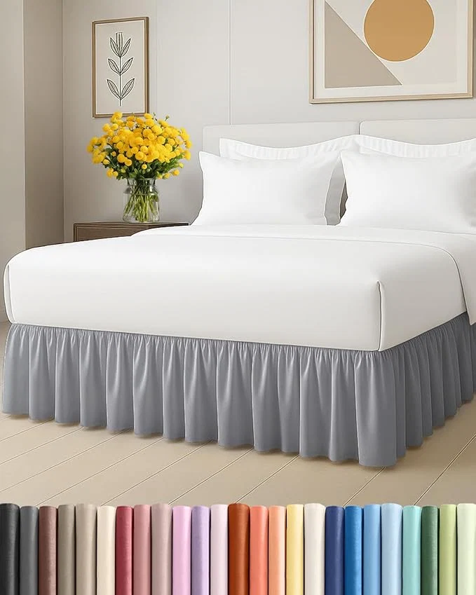 Traditional Bedskirt Queen Size Ruffle – 15 inch Drop Dust Ruffle Bed Skirt with Platform – Soft Easy Fit Premium Hotel Quality – Wrinkle Fade amp Shrink Resistant – for Women Men Kids and Teens – Steel Blue Verified