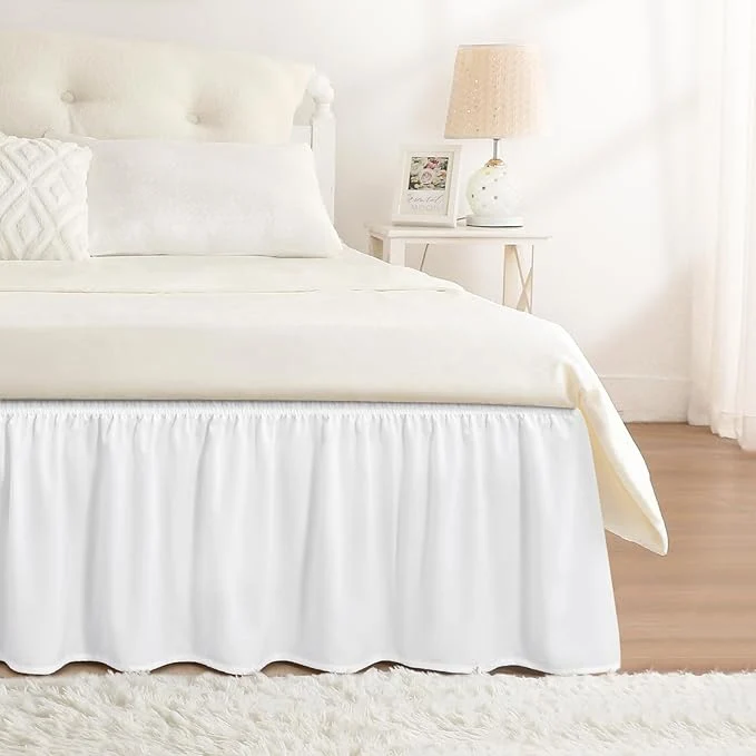 Fine RIMELA Bed Skirt King Size Bright White 15 Inch Drop Wrap Around Elastic Bedskirt Dust Ruffle for Adjustable Bed Base Soft Durable Fabric Machine Washable Easy to Install Bed Skirts Green