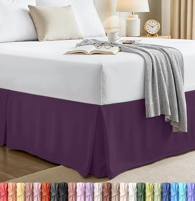 Traditional Utopia Bedding Queen Bed Skirt – Soft Quadruple Pleated Ruffle – Easy Fit with 16 Inch Tailored Drop – Hotel Quality Shrinkage and Fade Resistant Queen Purple Versatile